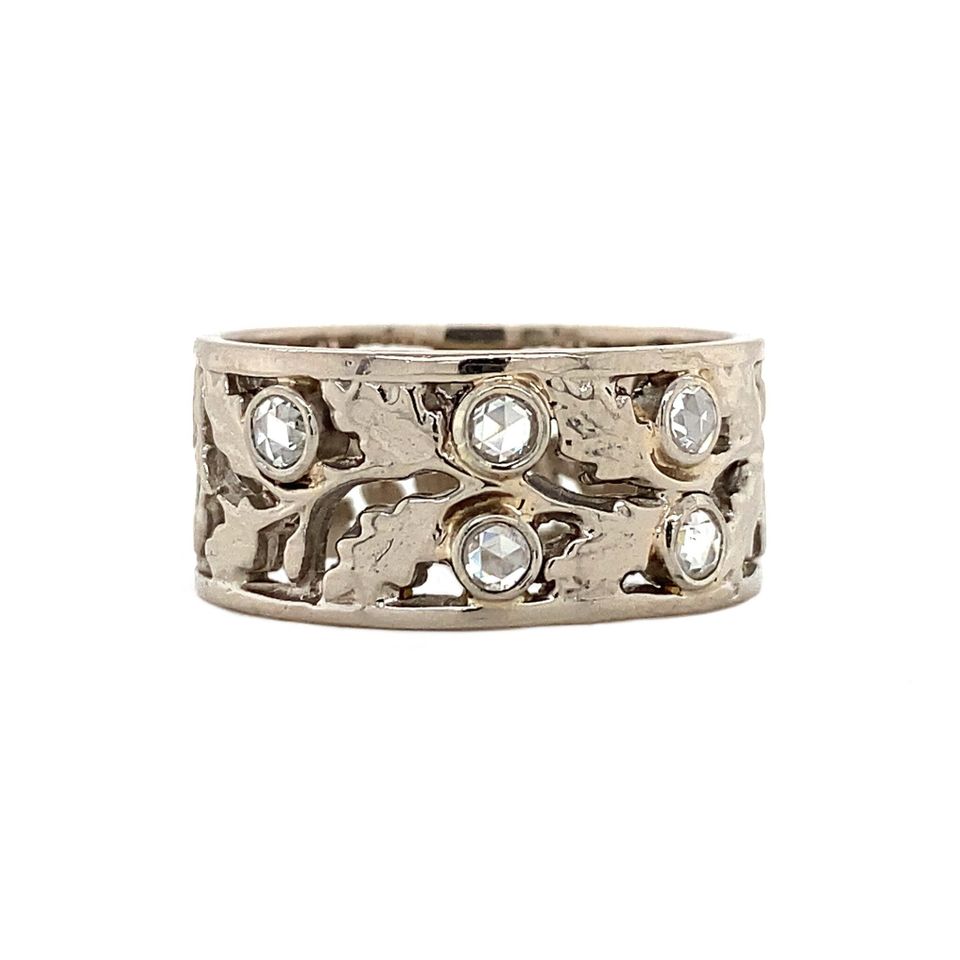 Vintage 18K White Gold Ring with Rose Cut Diamond