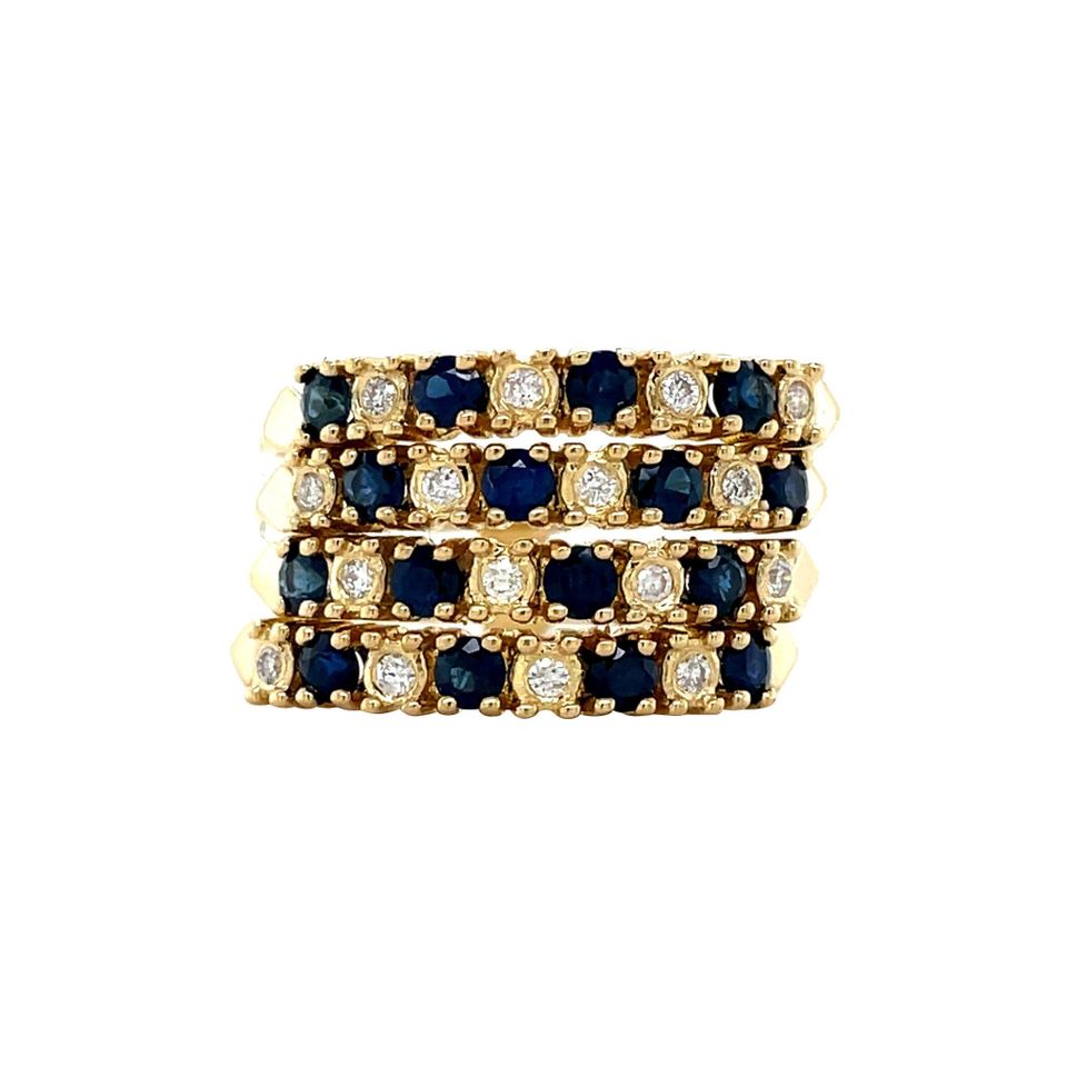 Vintage 18K Gold Ring with Sapphire and Diamond
