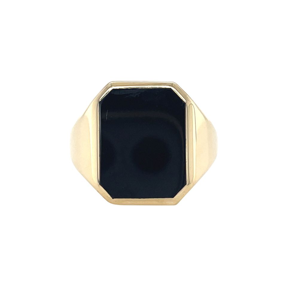 Vintage 14K Gold Signet Ring with Onyx