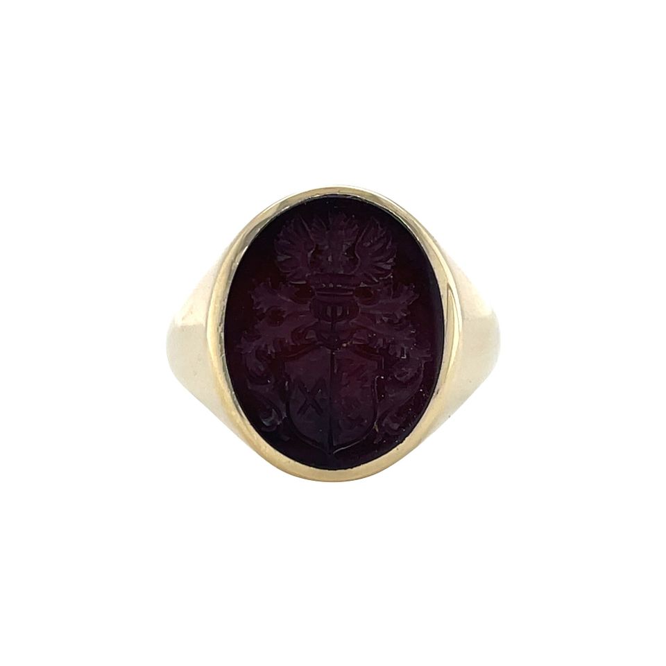 Vintage 14K Gold Signet Ring with Carnelian