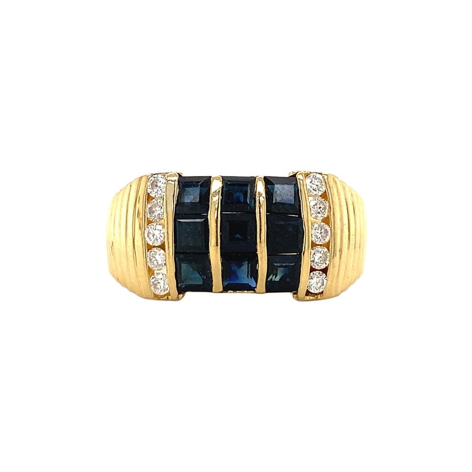 Vintage 18K Gold Ring with Sapphire and Diamond