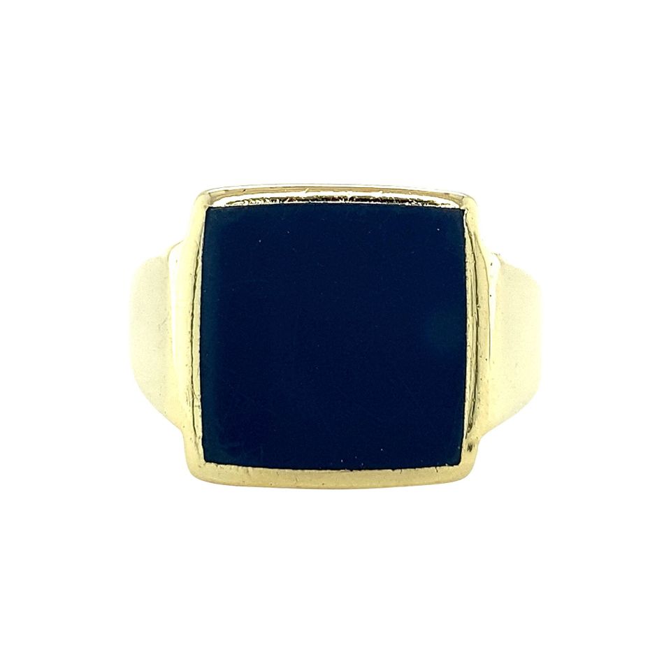 Vintage 14K Gold Signet Ring with Blue Layered Stone