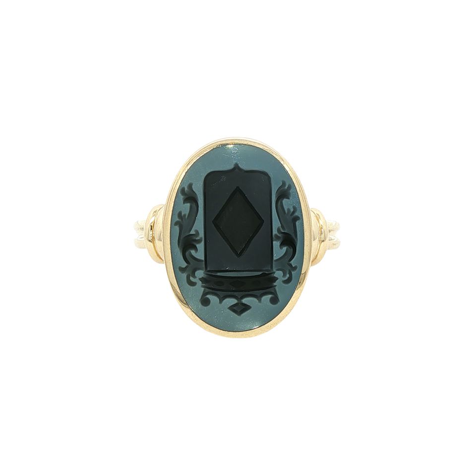 Vintage 14K Gold Ring with Blue Layered Stone