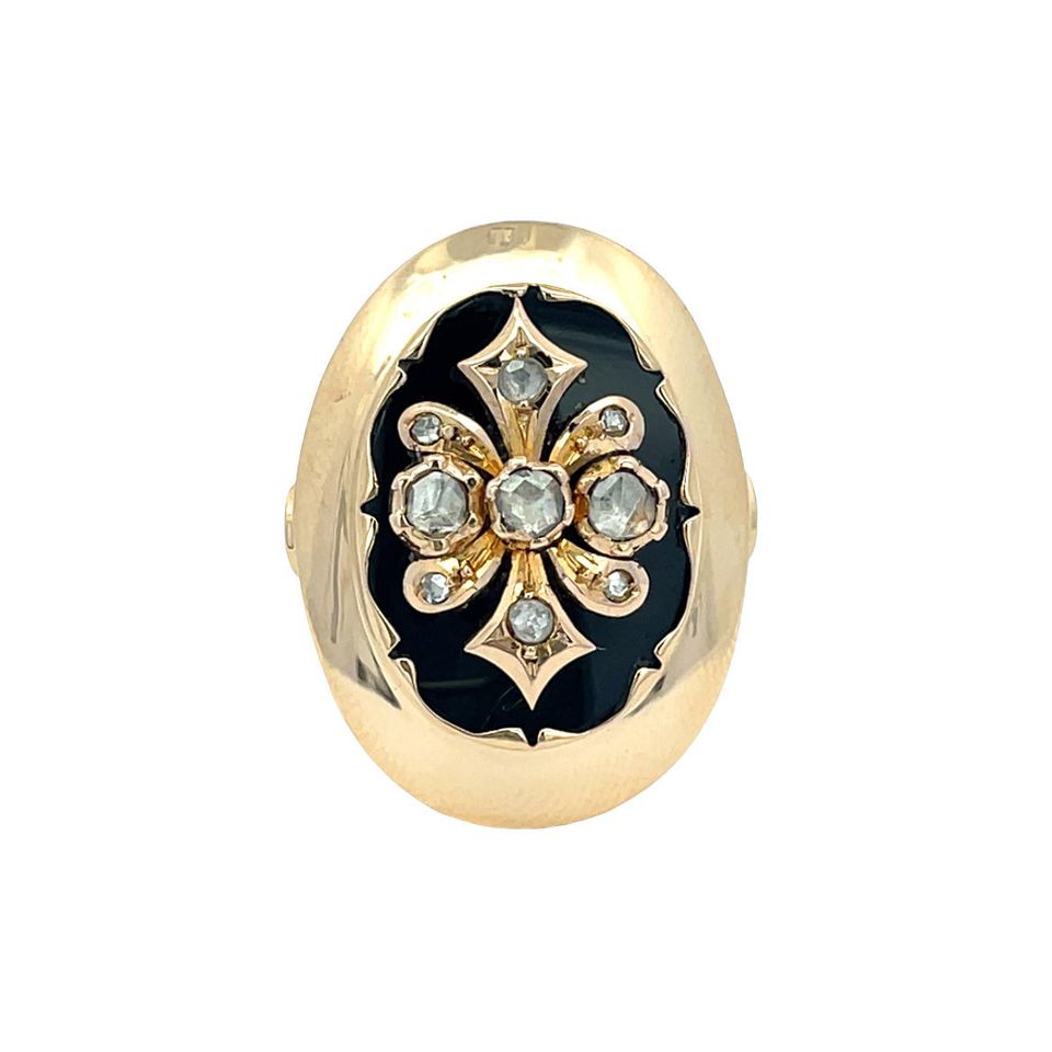 Vintage 14K Gold Ring with Colored Stone and Diamond