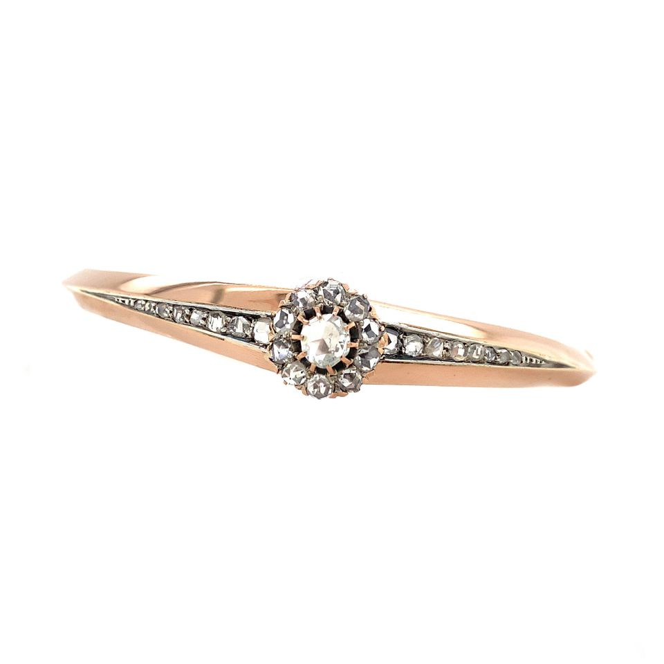 Vintage 14K Rose Gold Bangle with Diamond