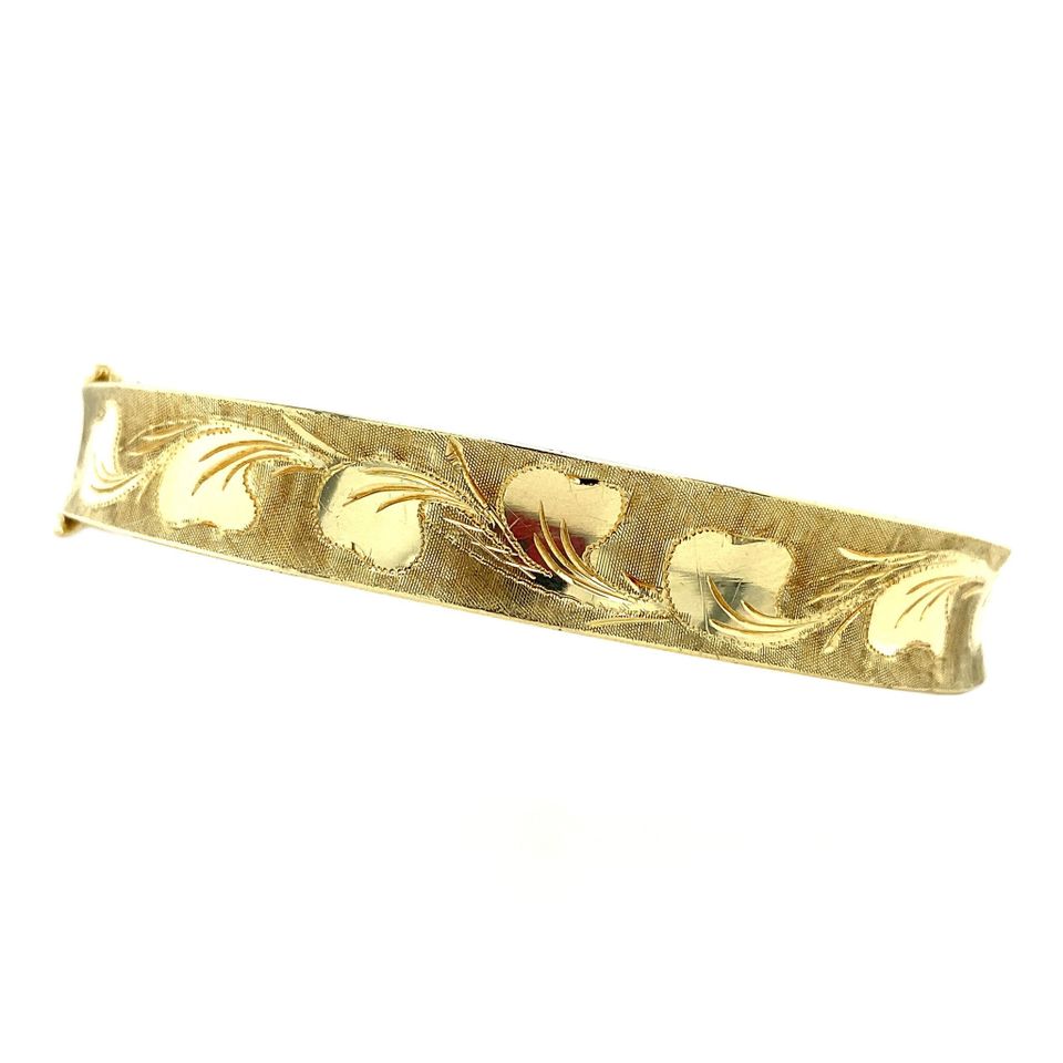 Vintage 14K Gold Bangle with Engraving