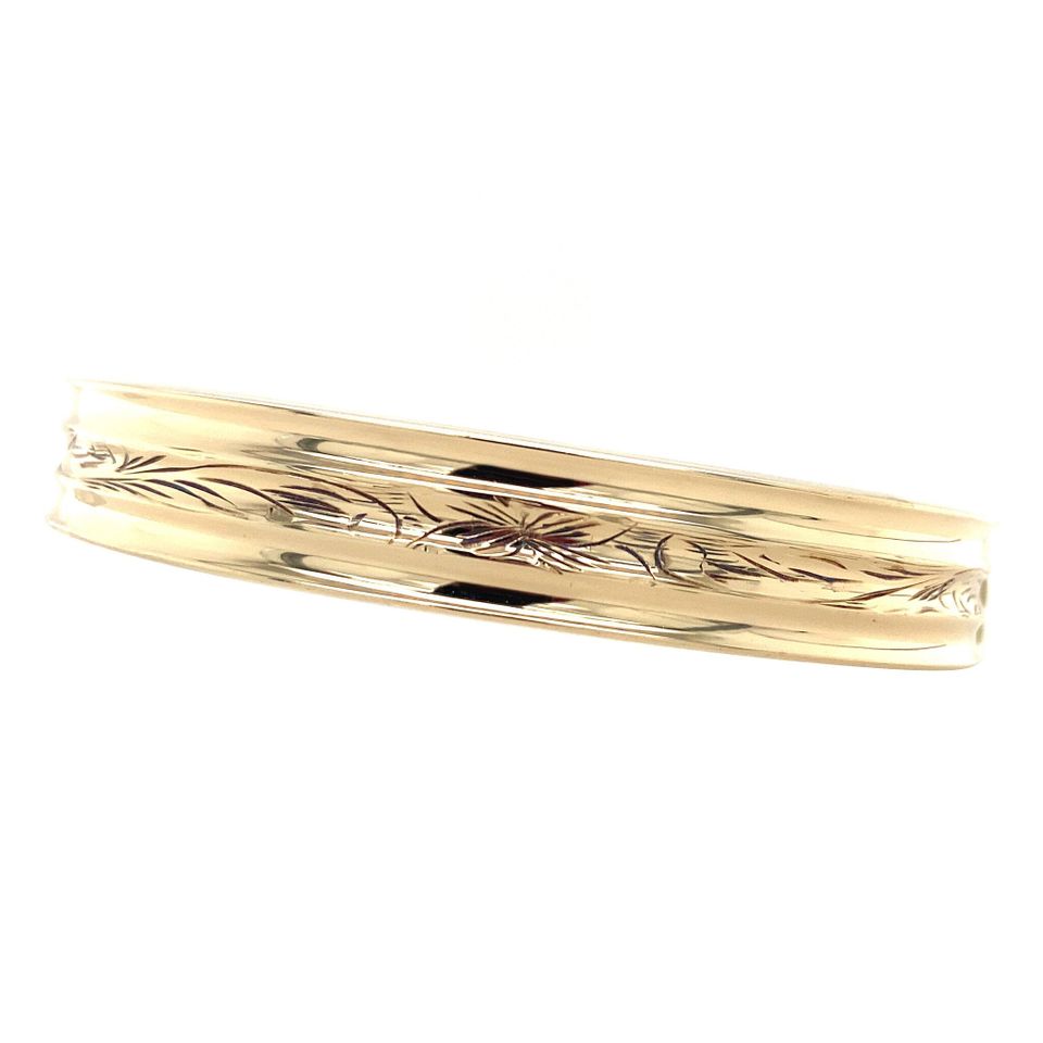 Vintage 14K Gold Bangle with Engraving