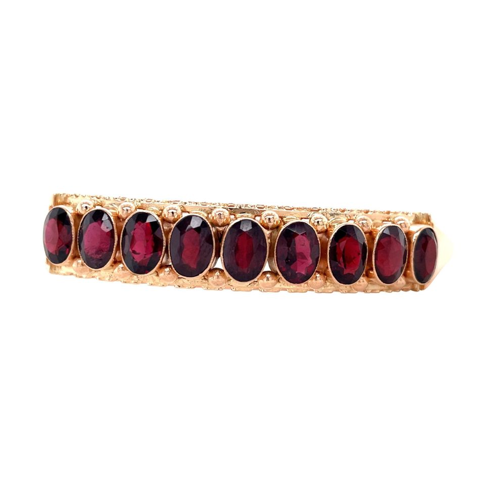 Vintage 14K Rose Gold Bangle with Garnet