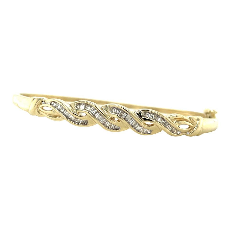 Vintage 10K Gold Bangle with Diamond