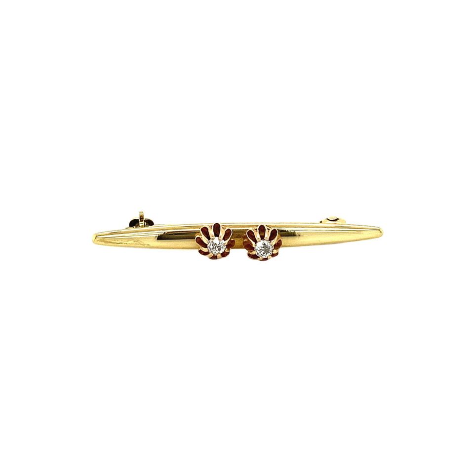 Vintage 14K Gold Brooch with Diamond