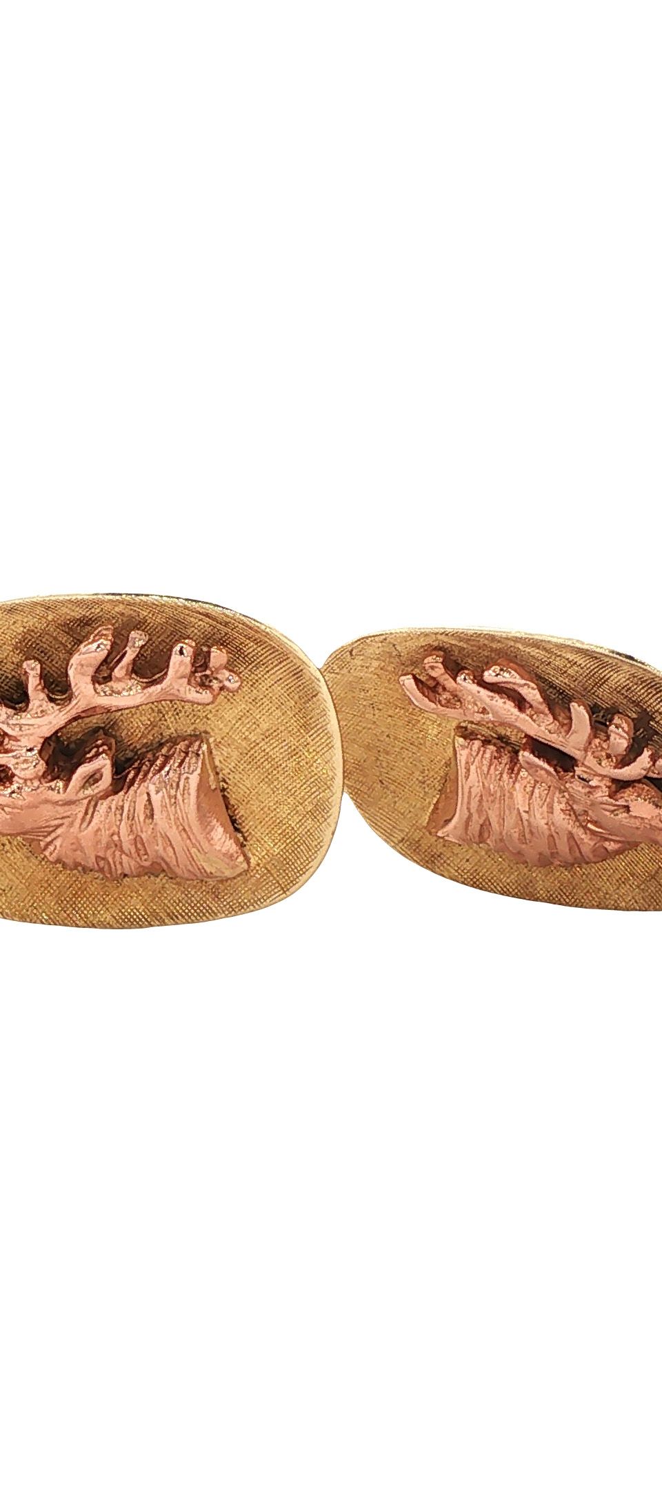 Vintage 14K Two Tone Gold Eland Cufflinks