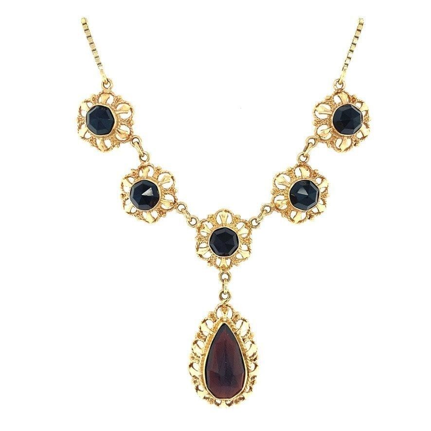 Vintage 14K Gold Necklace with Garnet