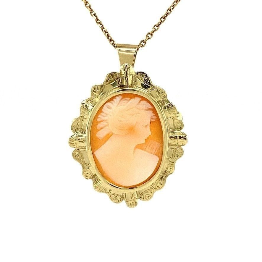 Vintage 14K Gold Cameo Pendant and Brooch