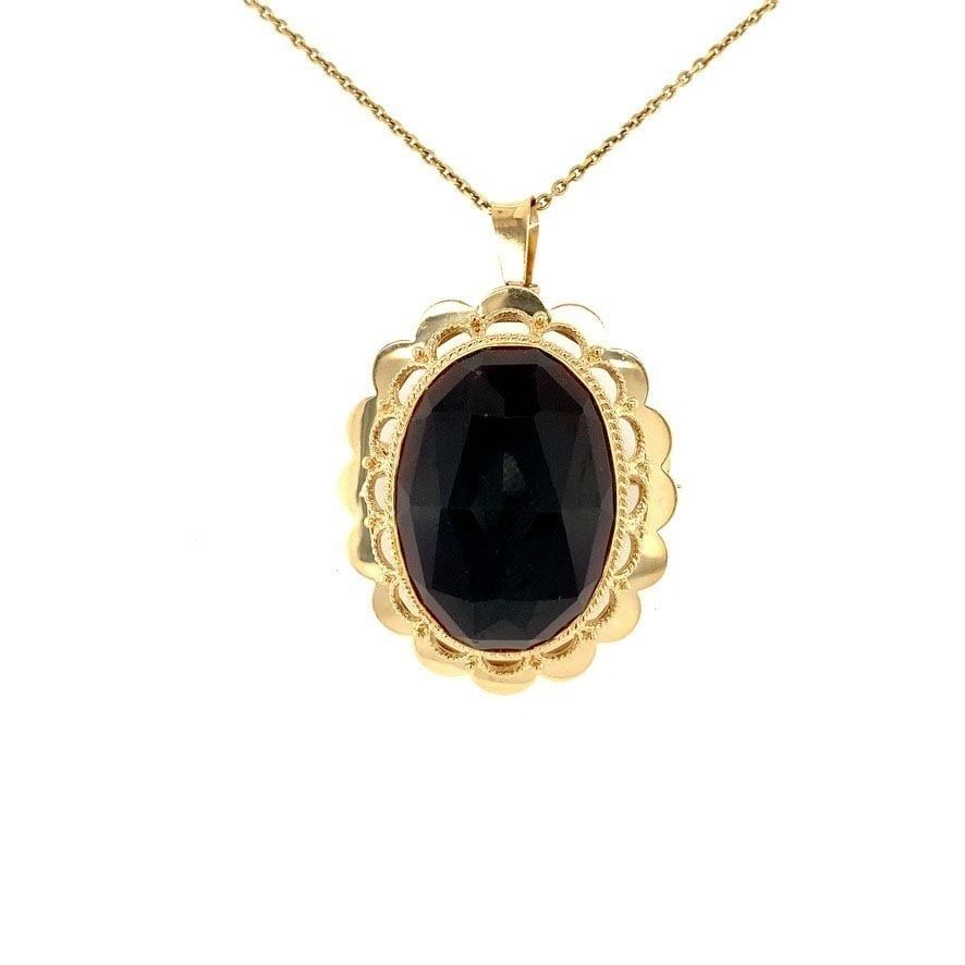 Vintage 14K Gold Pendant and Brooch with Garnet