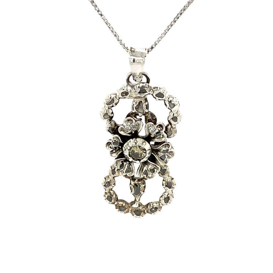 Vintage Sterling Silver Pendant and Diamond