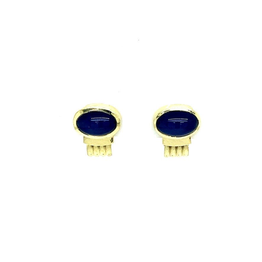 Vintage 14K Gold Stud Earrings with Star Sapphire