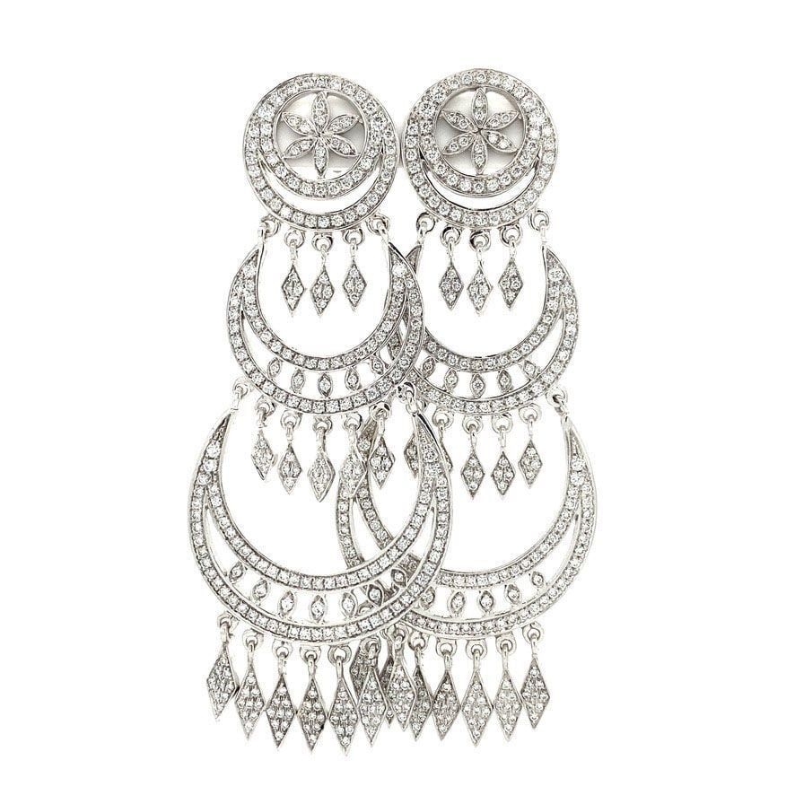 Vintage 18K White Gold Fancy Stud Earrings with Diamond