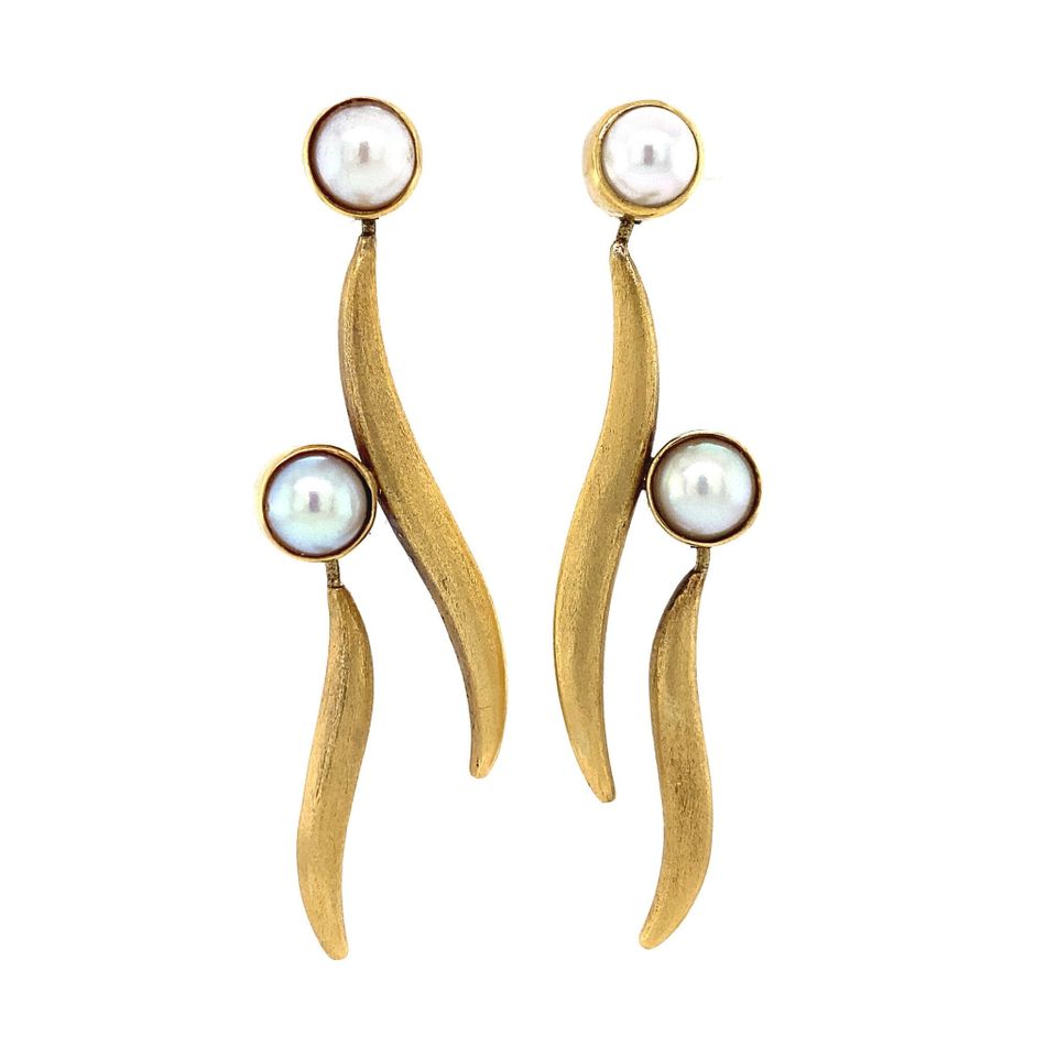 Vintage 14K Gold Stud Earrings with Pearl