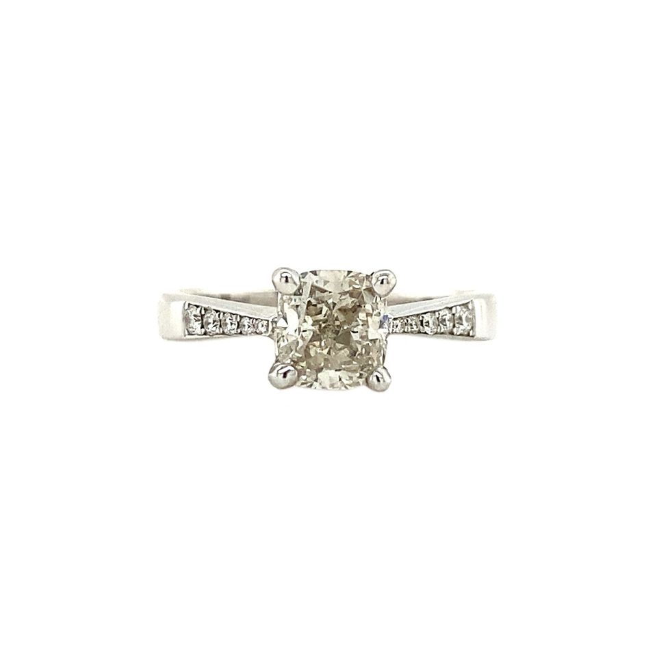 Vintage White Gold Ring with Diamond 18 Nieuw