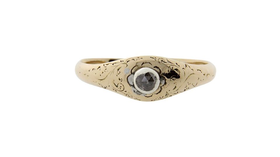 Vintage 14K Gold Ring with Rose Cut Diamond
