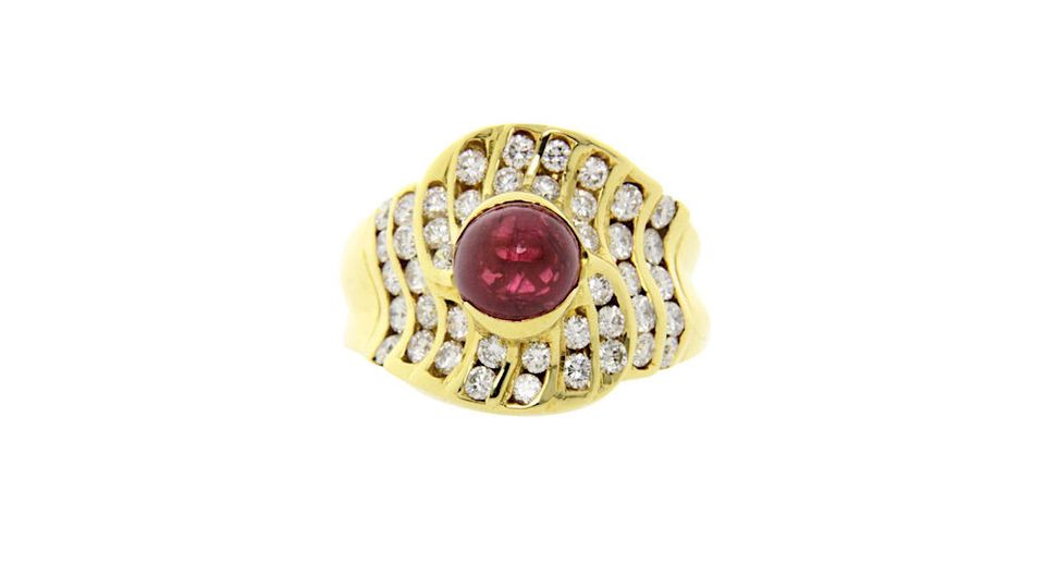 Vintage 18K Gold Ring with Ruby and Diamond