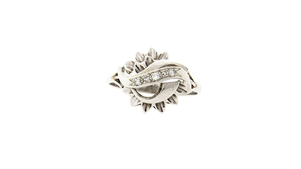 Vintage 14K White Gold Fancy Ring with Diamond