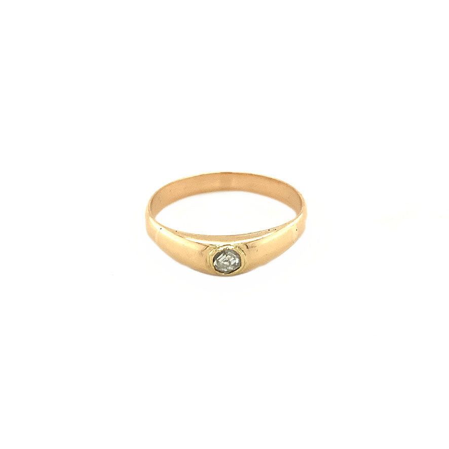 Vintage 14K Rose Gold Pinky Ring with Rose Cut Diamond