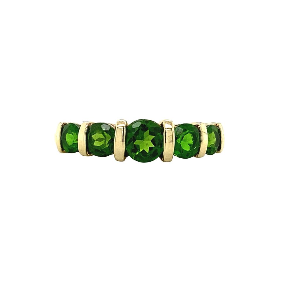 Vintage 9K Gold Half Eternity Ring with Tourmaline
