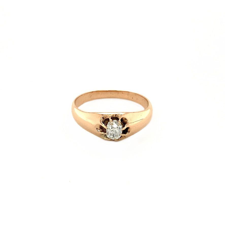Vintage Rose 8K Gold Pinky Ring with Diamond
