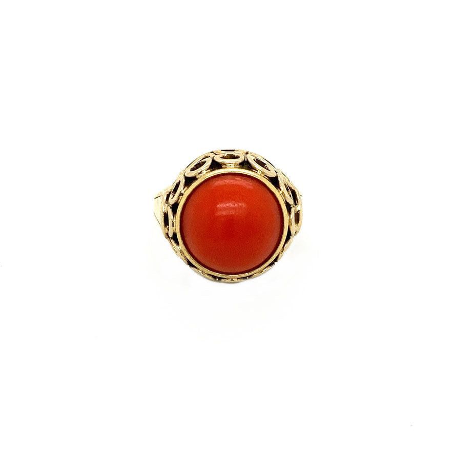 Vintage 12K Gold Ring with Red Coral