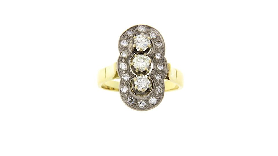 Vintage 12K Gold Princess Ring with Diamond