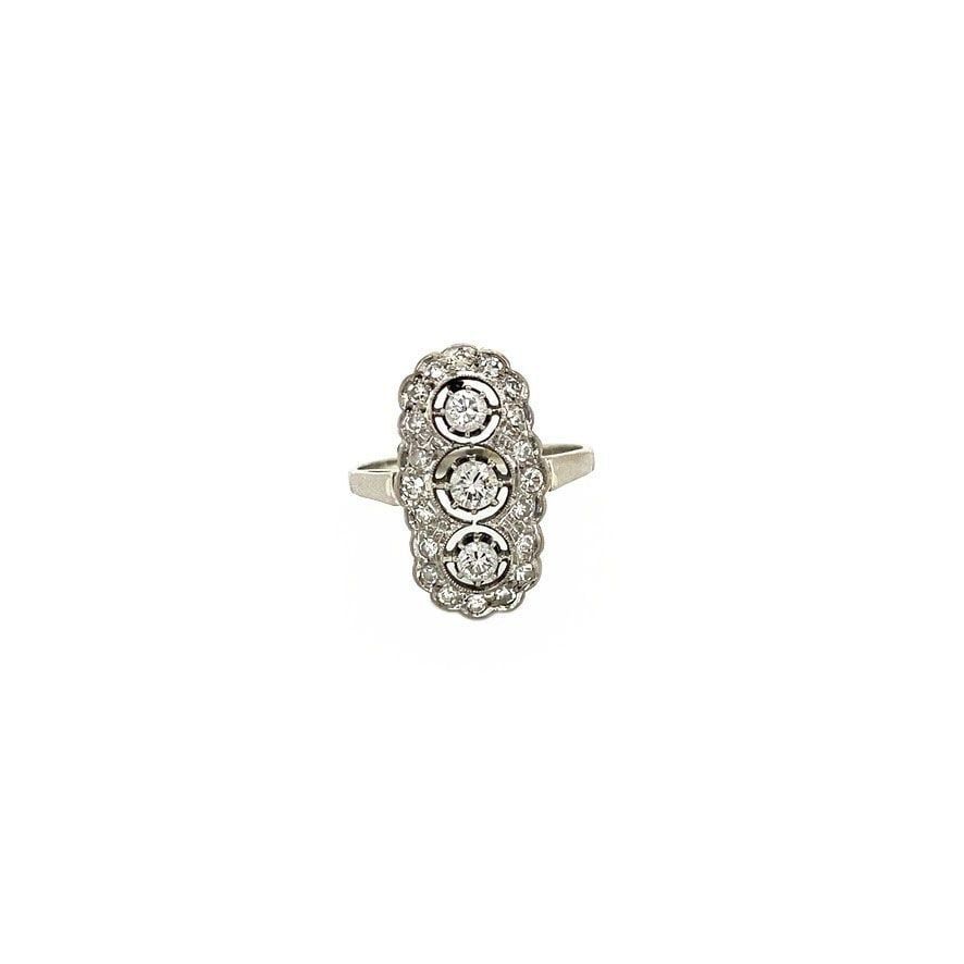 Vintage 14K White Gold Princess Ring with Diamond