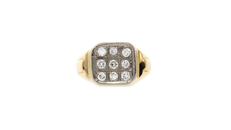 Vintage 14K Gold Men's Ring with Diamond