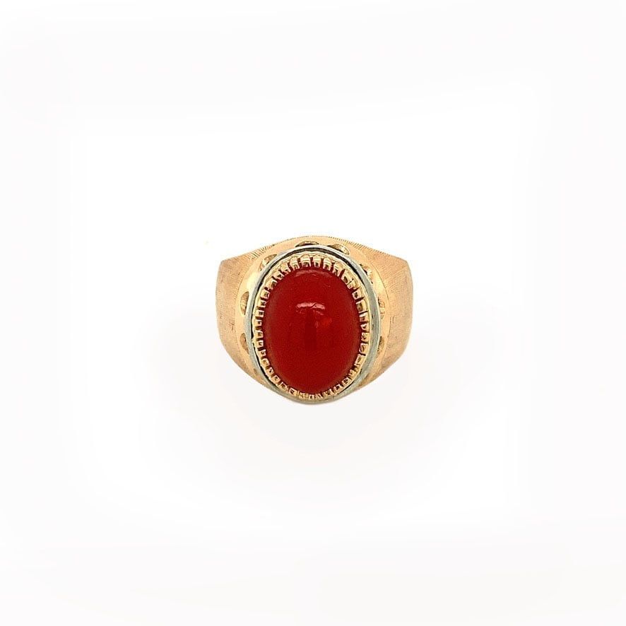 Vintage 18K Rose Gold Ring with Red Coral
