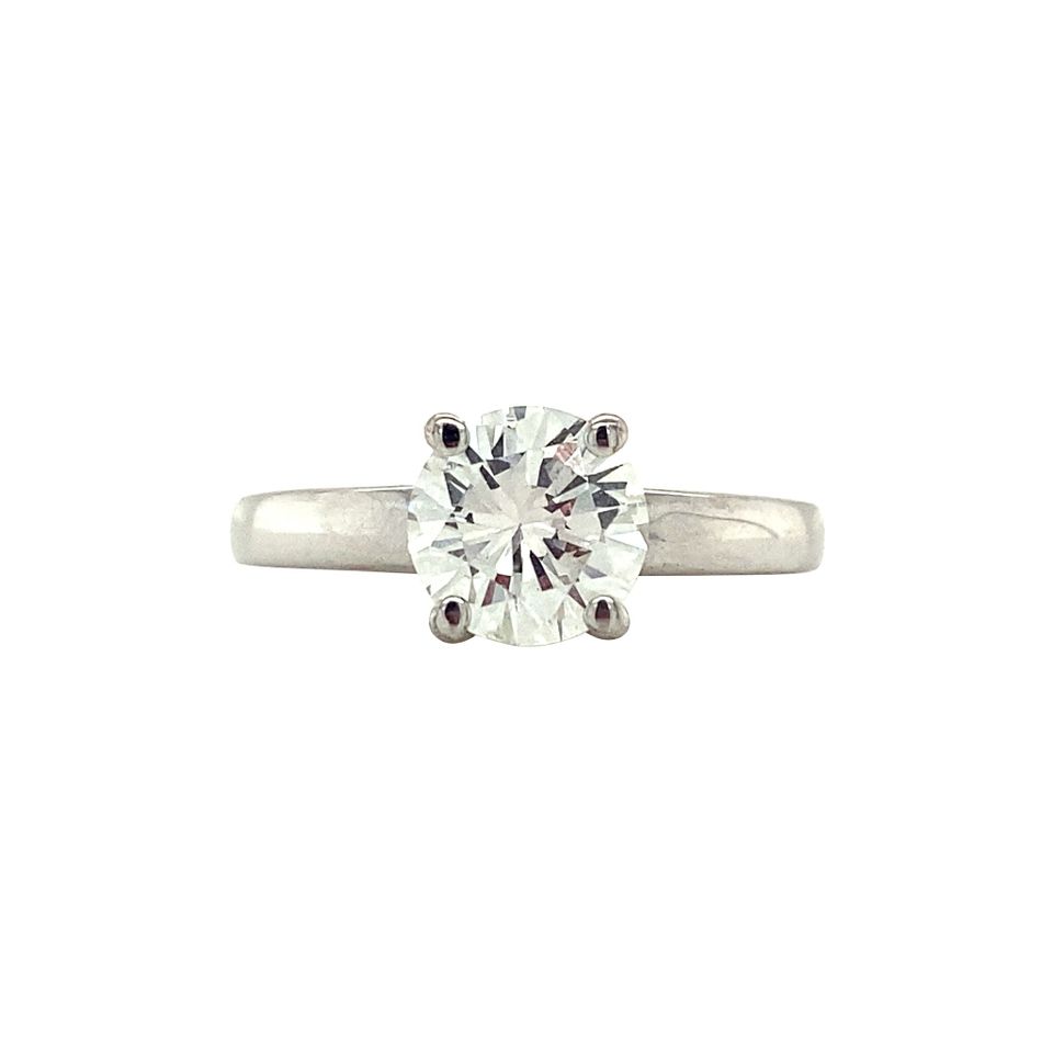 Vintage 18K White Gold Solitaire Ring with Diamond 1.39 ct