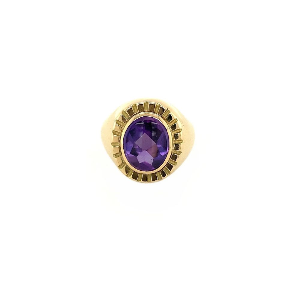 Vintage 14K Gold Signet Ring with Amethyst