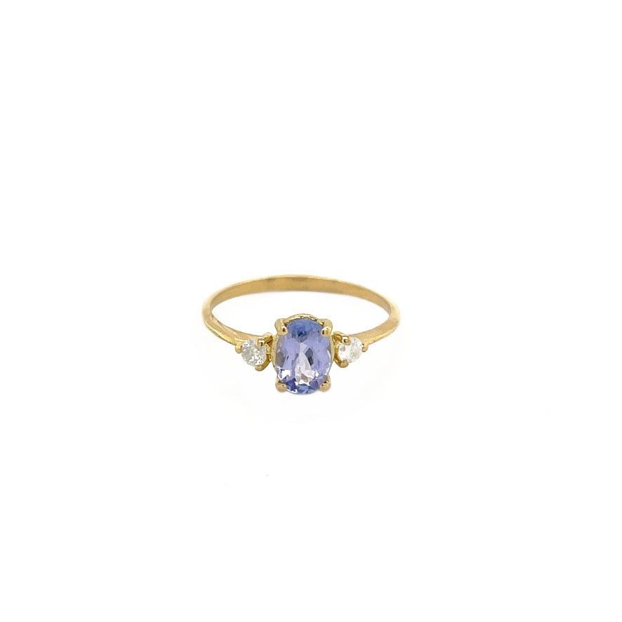 Vintage 18K Gold Ring with Spinel and Diamond